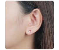 Enamel Christmas Hat With  Crystal Silver Stud Earrings STS-5518E
